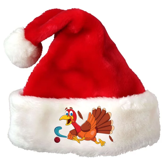 Thanks Giving Turkey Scoring Sports Field Hockey Player Gift Premium Christmas Santa Hat