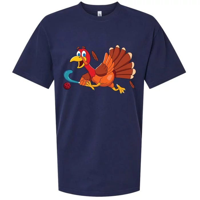 Thanks Giving Turkey Scoring Sports Field Hockey Player Gift Sueded Cloud Jersey T-Shirt