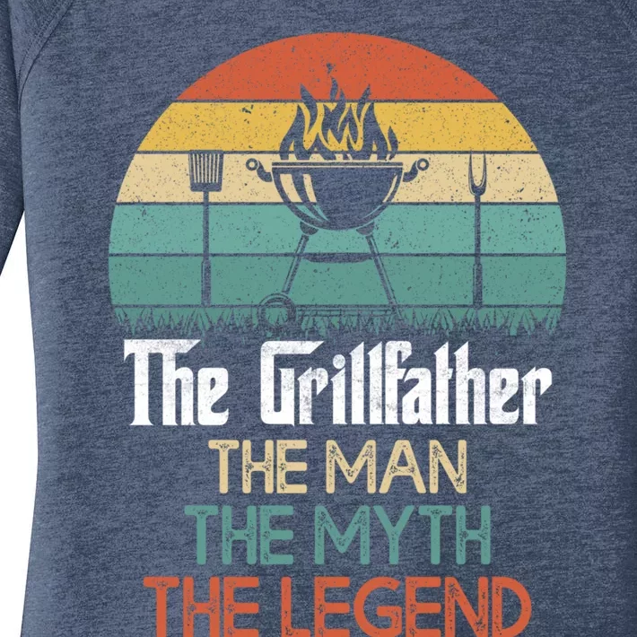 The Grillfather The The Myth The Legend Dad Grilling Gift Women's Perfect Tri Tunic Long Sleeve Shirt