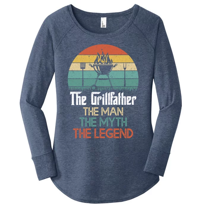 The Grillfather The The Myth The Legend Dad Grilling Gift Women's Perfect Tri Tunic Long Sleeve Shirt