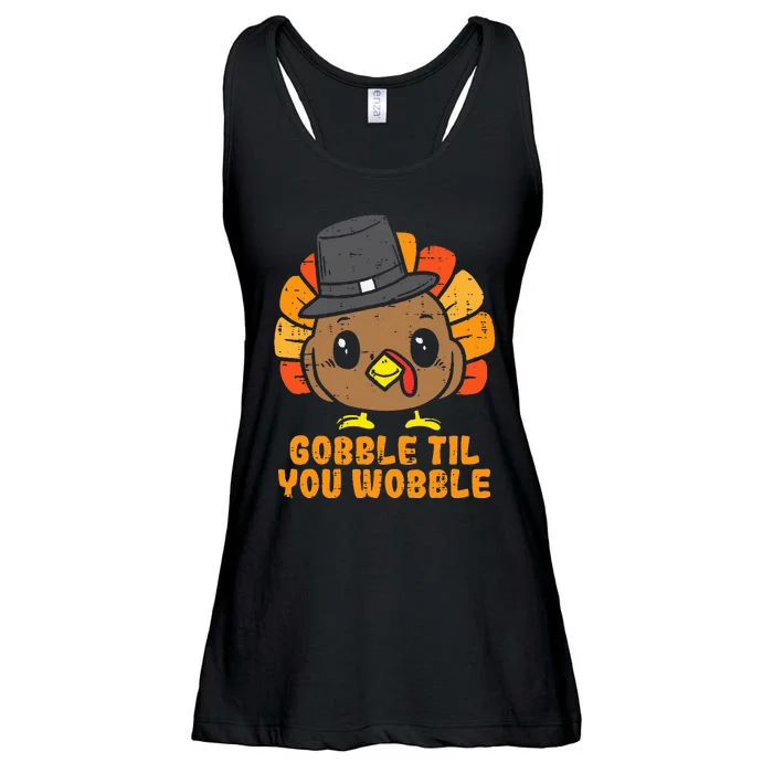 Turkey Gobble Till You Wobble Baby  Thanksgiving Ladies Essential Flowy Tank