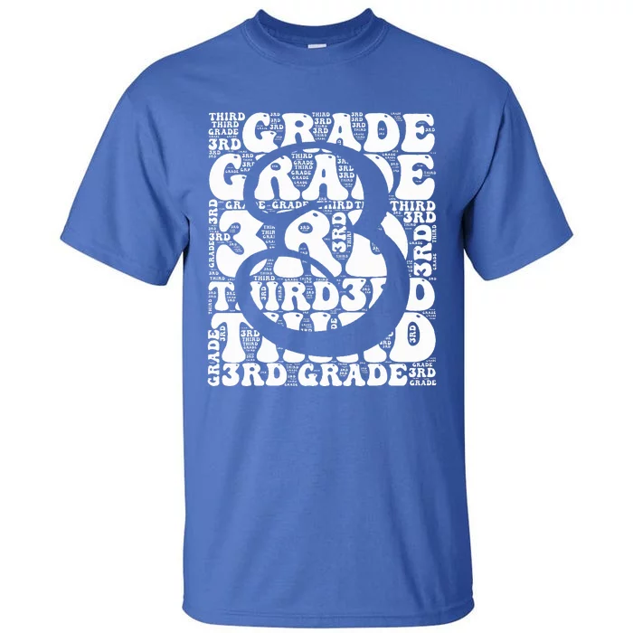 Typography Groovy Third Grade Teacher Back To School Tall T-Shirt