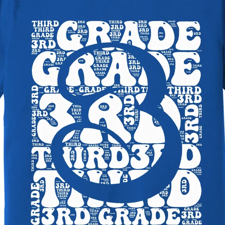 Typography Groovy Third Grade Teacher Back To School Premium T-Shirt