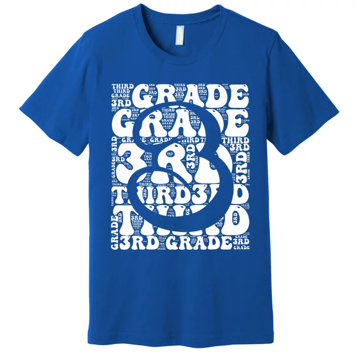 Typography Groovy Third Grade Teacher Back To School Premium T-Shirt