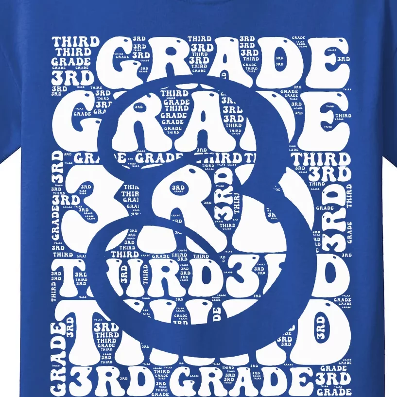 Typography Groovy Third Grade Teacher Back To School Kids T-Shirt