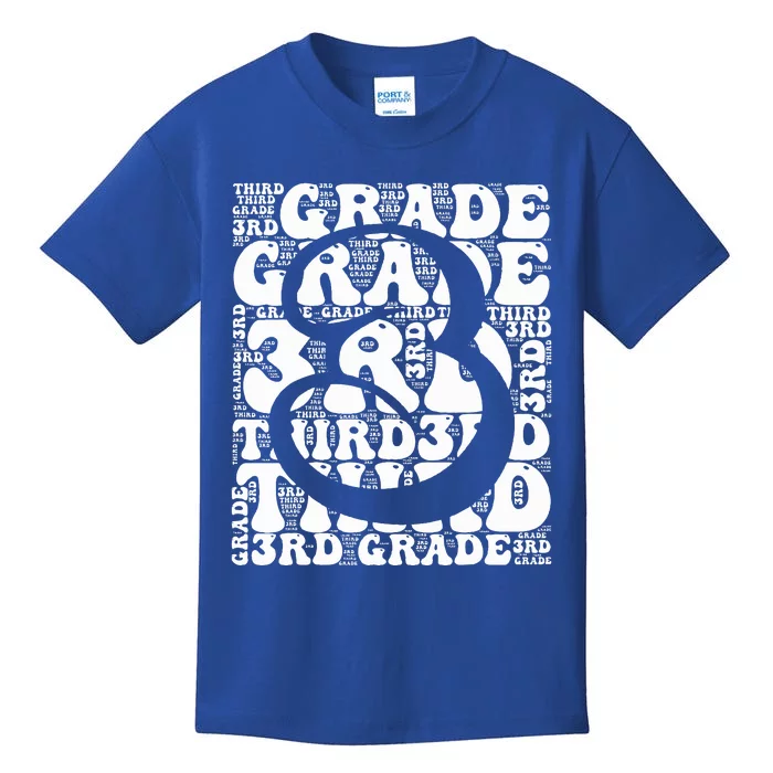 Typography Groovy Third Grade Teacher Back To School Kids T-Shirt