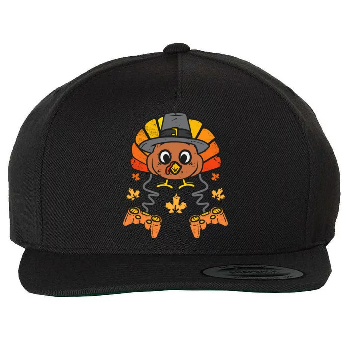 Thanksgiving Gamer Turkey Thanksgiving Turkey Video Game Cute Gift Wool Snapback Cap