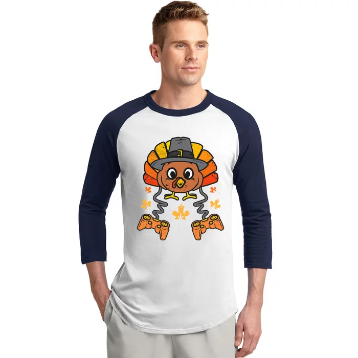 Thanksgiving Gamer Turkey Thanksgiving Turkey Video Game Cute Gift Baseball Sleeve Shirt