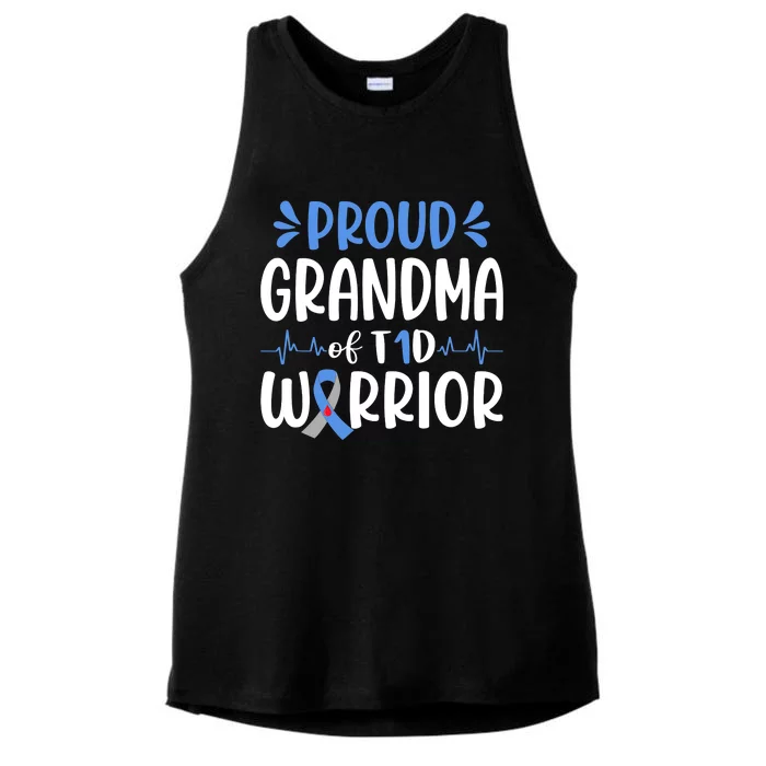 T1D Grandma Type 1 Diabetes Awareness Gift Ladies Tri-Blend Wicking Tank