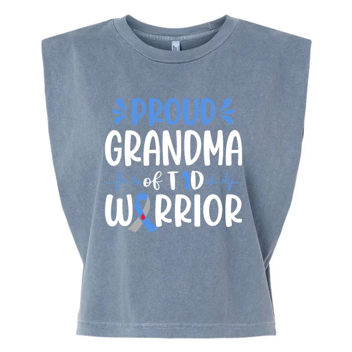 T1D Grandma Type 1 Diabetes Awareness Gift Garment-Dyed Women's Muscle Tee