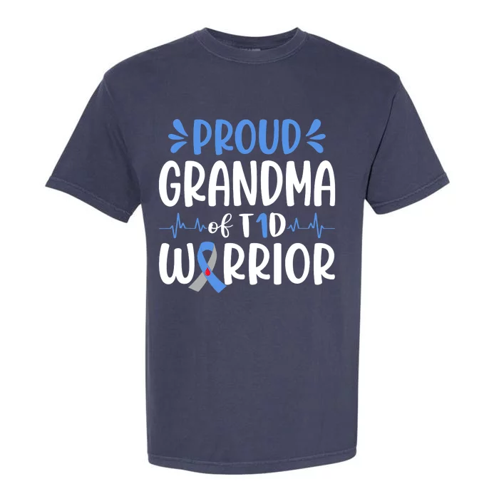 T1D Grandma Type 1 Diabetes Awareness Gift Garment-Dyed Heavyweight T-Shirt