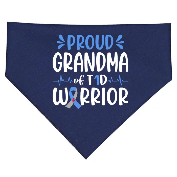 T1D Grandma Type 1 Diabetes Awareness Gift USA-Made Doggie Bandana