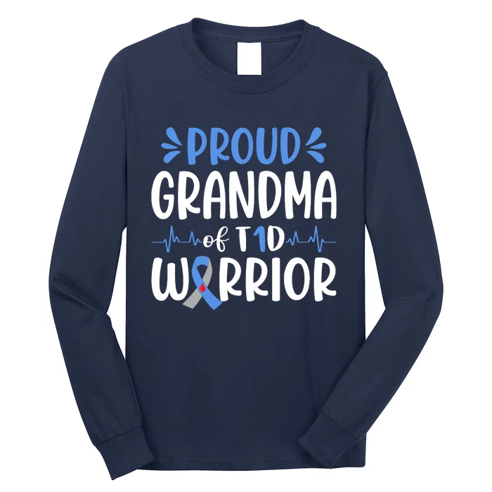 T1D Grandma Type 1 Diabetes Awareness Gift Long Sleeve Shirt