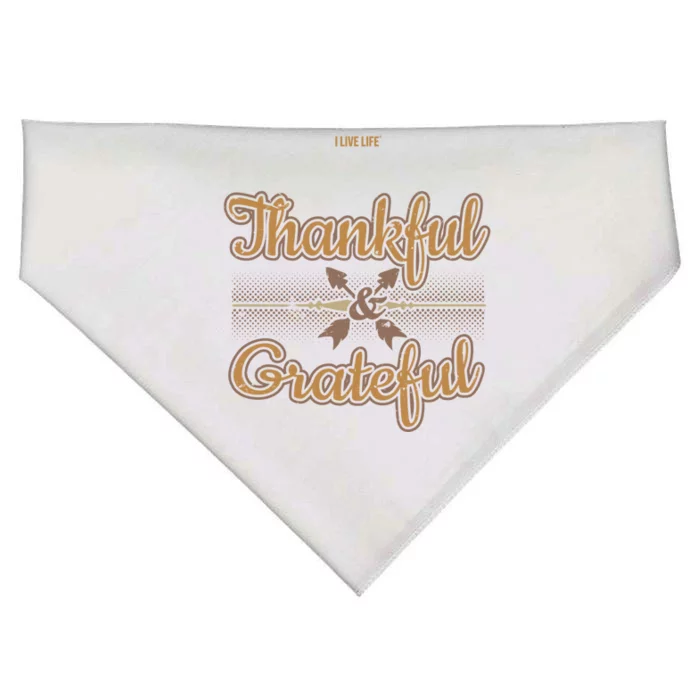 Thankful Grateful Thanksgiving Quote Thanksgiving Message Gift USA-Made Doggie Bandana