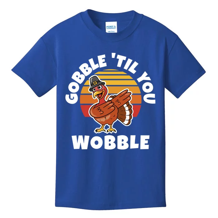 Thanksgiving Gobble Til You Wobble Dabbing Turkey Gift Kids T-Shirt