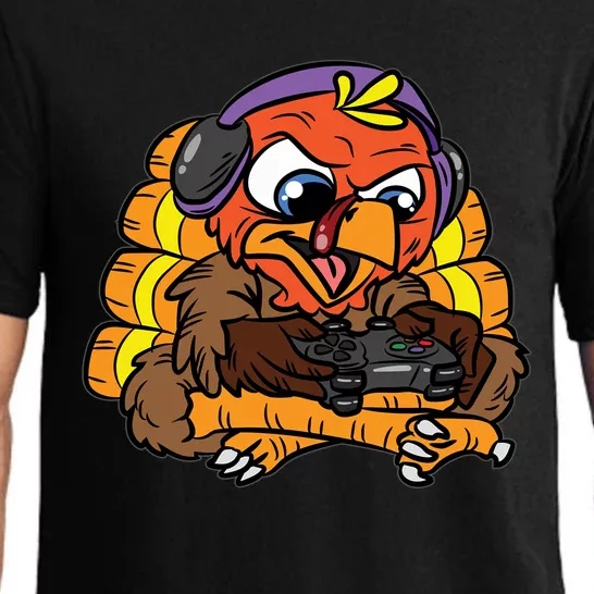 Turkey Gamer Thanksgiving Day Cool VideoGames Gaming Fall Cute Gift Pajama Set