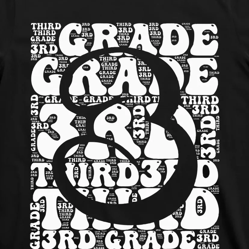 Typography Groovy Third Grade Teacher Back to School T-Shirt