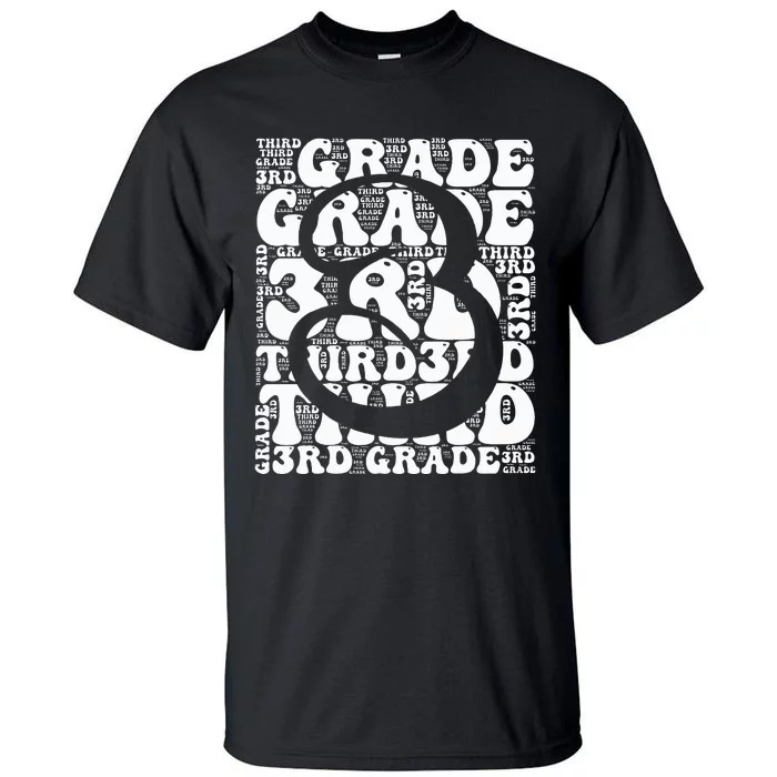 Typography Groovy Third Grade Teacher Back to School Tall T-Shirt