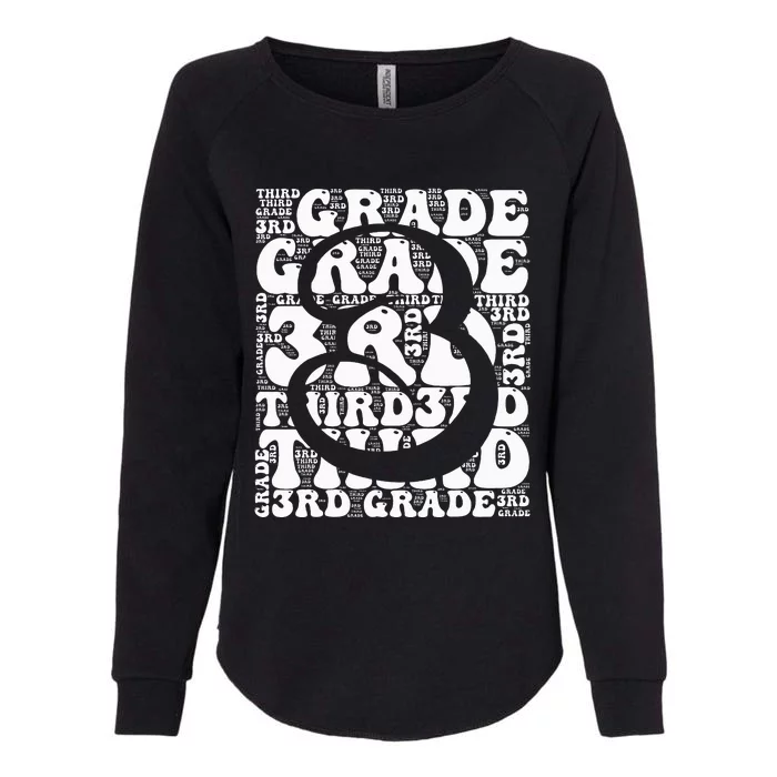 Typography Groovy Third Grade Teacher Back to School Womens California Wash Sweatshirt