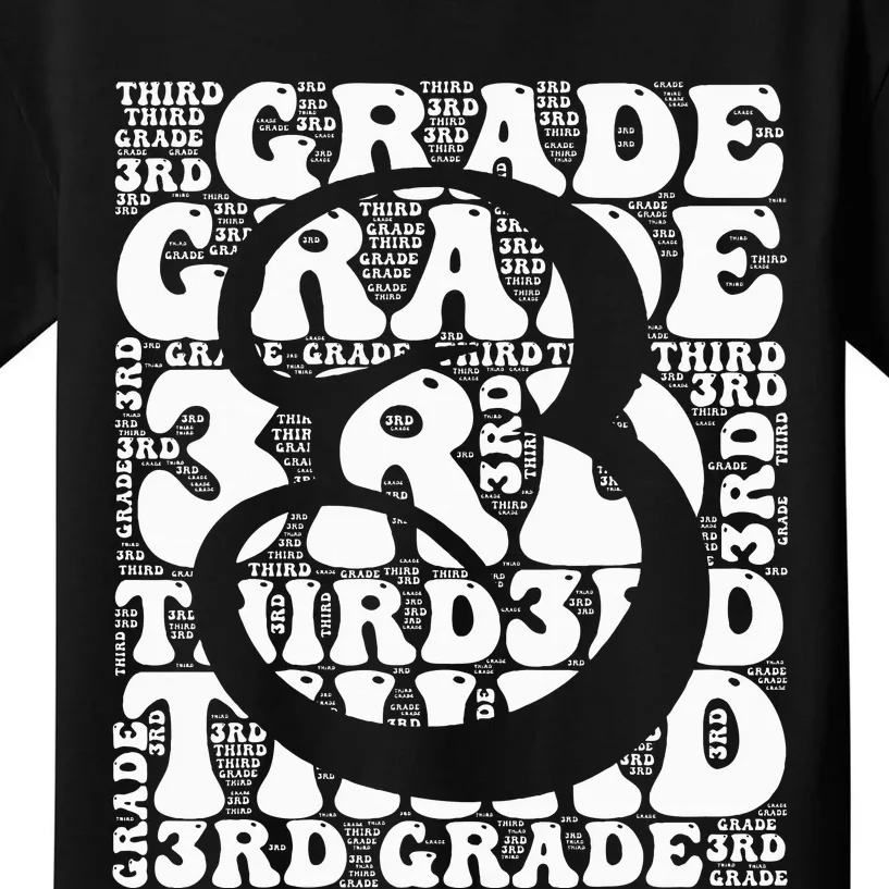 Typography Groovy Third Grade Teacher Back to School Kids T-Shirt