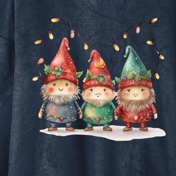 Three Gnomies Tree Christmas Cute Xmas Three Gnomies Gift Hooded Wearable Blanket