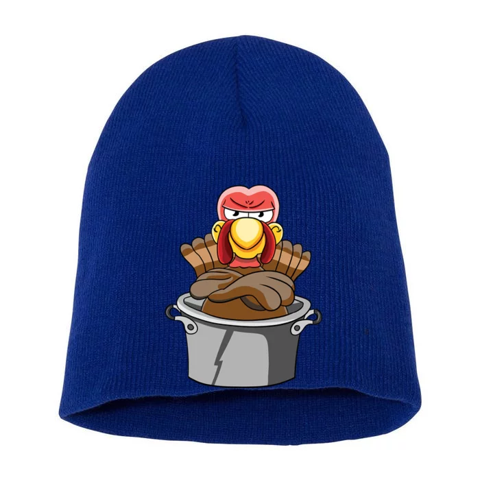 Turkey Gobbler Thanksgiving Funny Cooking Pot Kitchen Farm Gift Short Acrylic Beanie