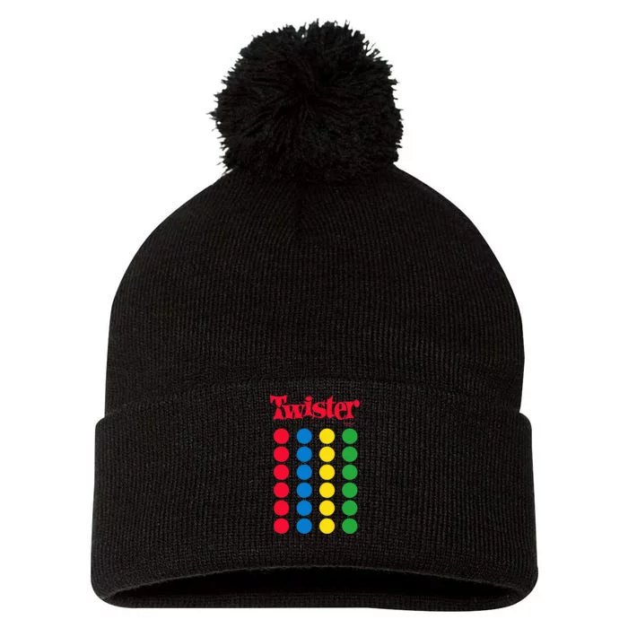 Twister Game Pom Pom 12in Knit Beanie