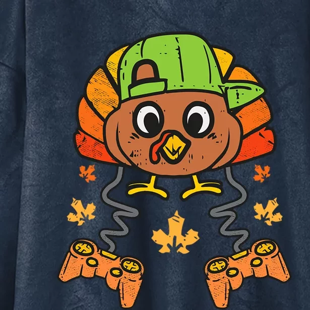 Thanksgiving Gamer Turkey Thanksgiving Turkey Video Game Gift Hooded Wearable Blanket