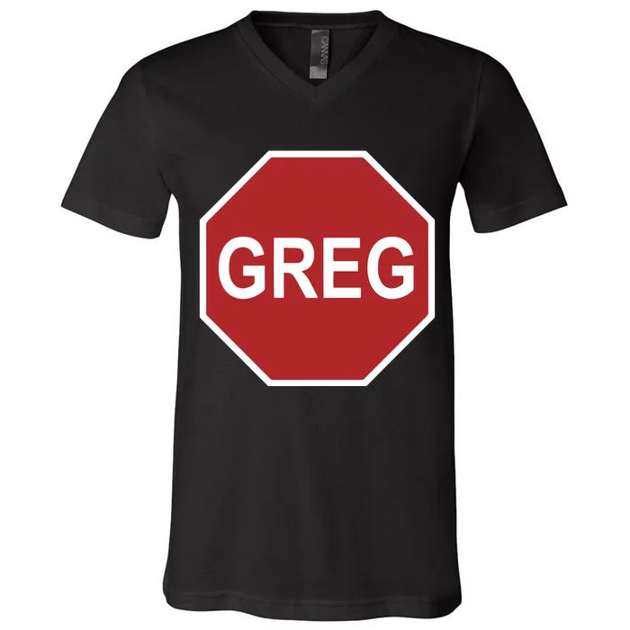 Tism Greg The Stop Sign V-Neck T-Shirt