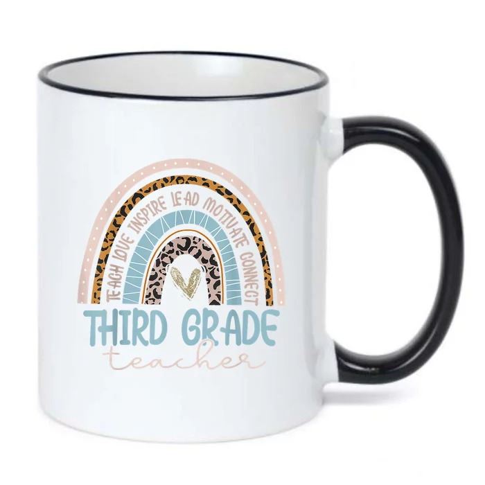 Third Grade Teacher Leopard Rainbow Black Color Changing Mug