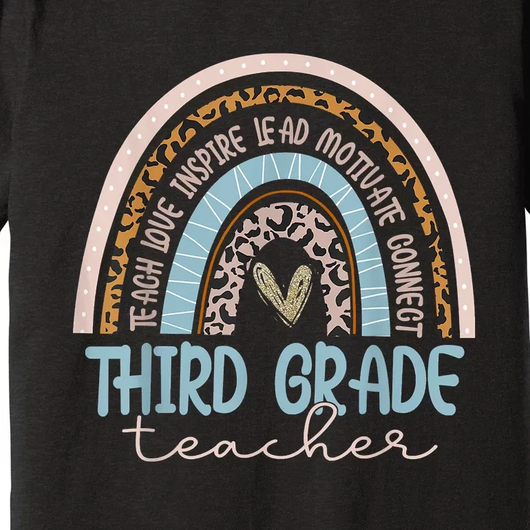 Third Grade Teacher Leopard Rainbow Premium T-Shirt