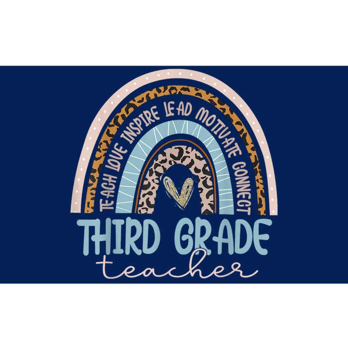 Third Grade Teacher Leopard Rainbow Bumper Sticker