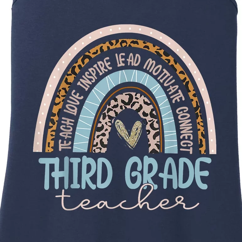 Third Grade Teacher Leopard Rainbow Ladies Essential Tank