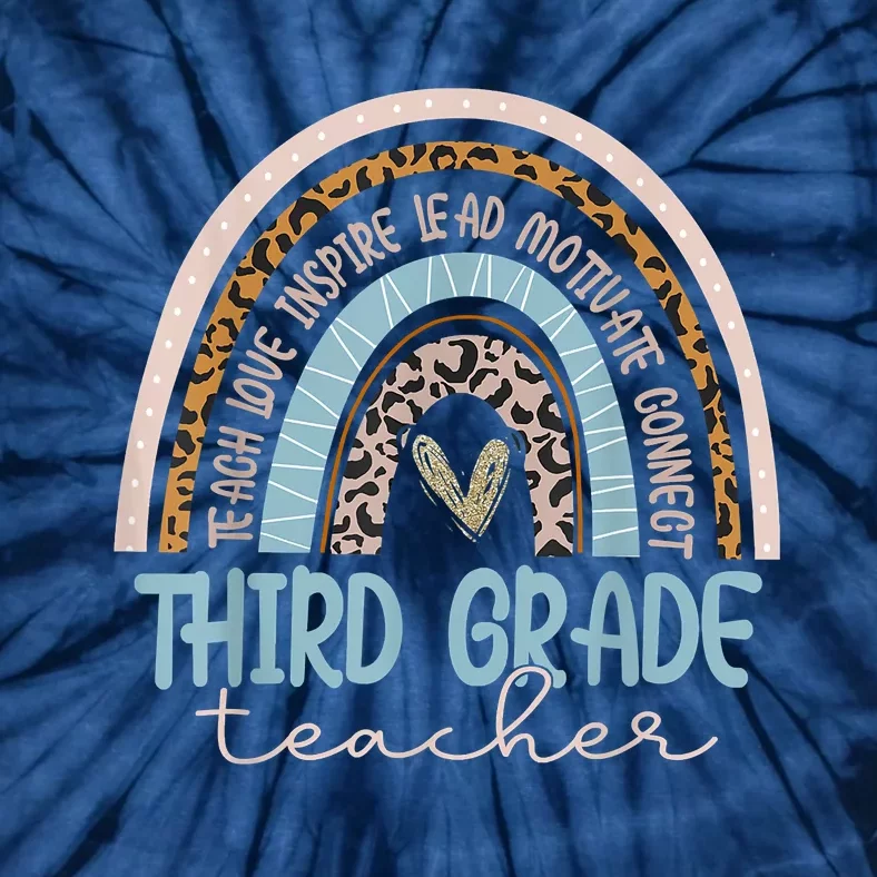 Third Grade Teacher Leopard Rainbow Tie-Dye T-Shirt