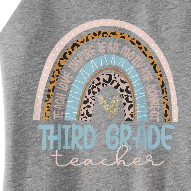 Third Grade Teacher Leopard Rainbow Women’s Perfect Tri Rocker Tank