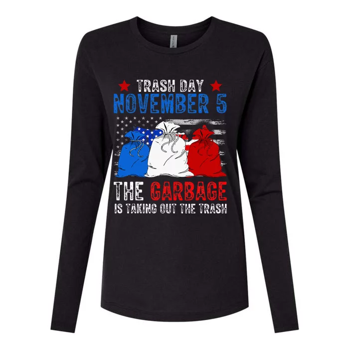 Trump Garbage Trash Day November 5 Garbage Taking Out Trash Womens Cotton Relaxed Long Sleeve T-Shirt