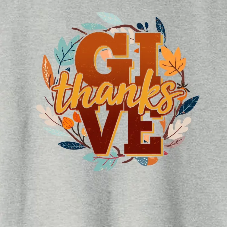 Thanksgiving Give Thanks Autumn Fall Wreath Women's Crop Top Tee