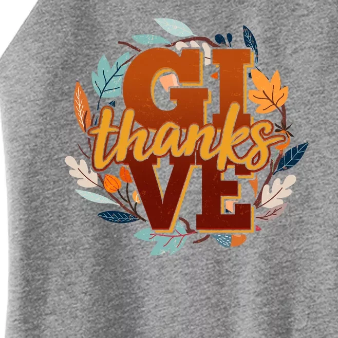 Thanksgiving Give Thanks Autumn Fall Wreath Women’s Perfect Tri Rocker Tank