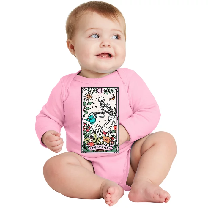 The Gardener Tarot Card Gardening Planting Lover Plant Lady Baby Long Sleeve Bodysuit