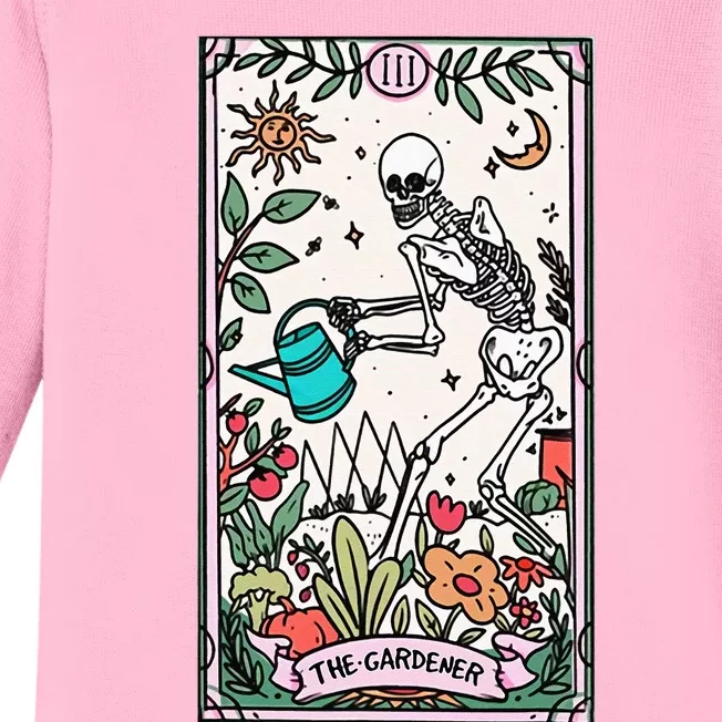 The Gardener Tarot Card Gardening Planting Lover Plant Lady Baby Long Sleeve Bodysuit