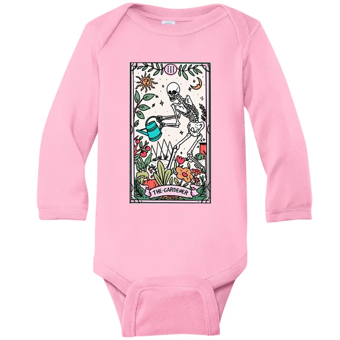 The Gardener Tarot Card Gardening Planting Lover Plant Lady Baby Long Sleeve Bodysuit