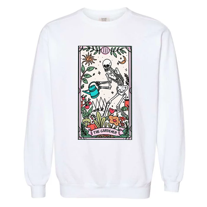 The Gardener Tarot Card Gardening Planting Lover Plant Lady Garment-Dyed Sweatshirt