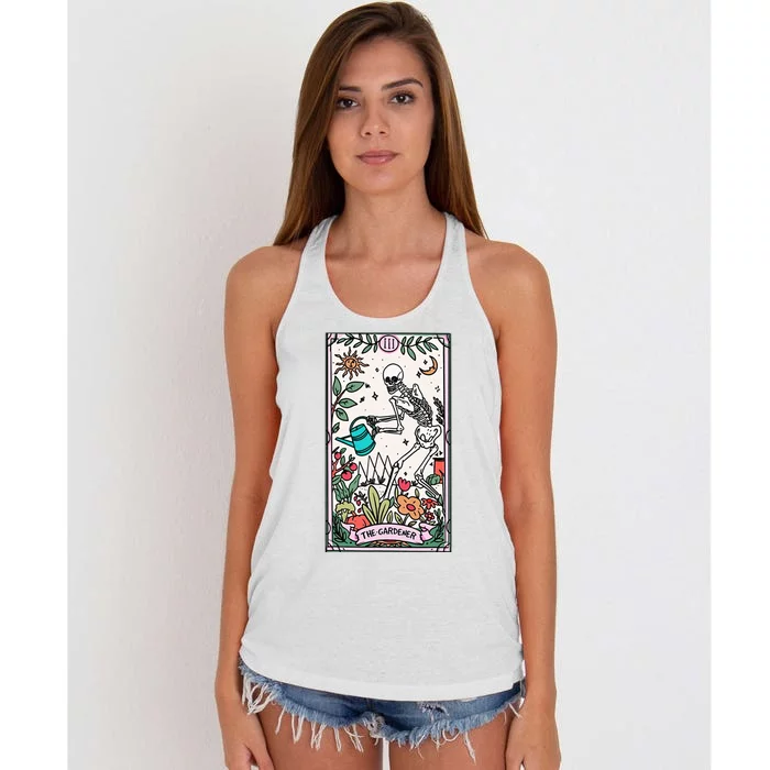 The Gardener Tarot Card Gardening Planting Lover Plant Lady Women's Knotted Racerback Tank