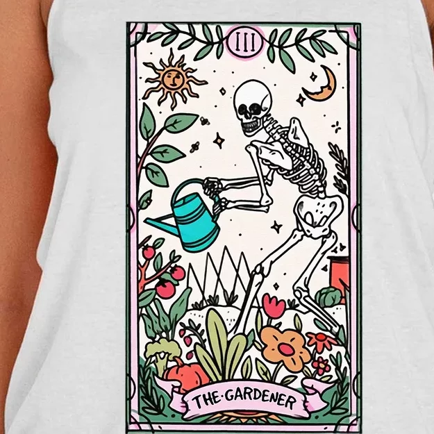 The Gardener Tarot Card Gardening Planting Lover Plant Lady Women's Knotted Racerback Tank