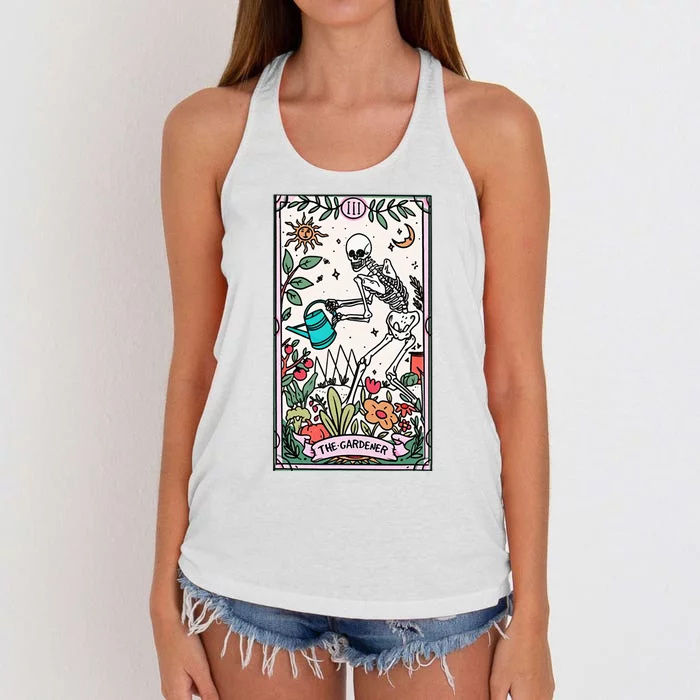 The Gardener Tarot Card Gardening Planting Lover Plant Lady Women's Knotted Racerback Tank