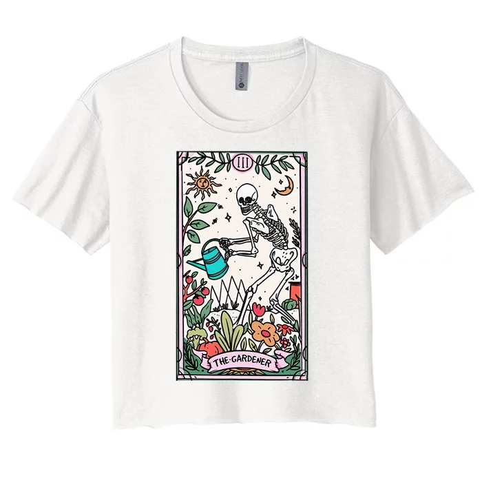 The Gardener Tarot Card Gardening Planting Lover Plant Lady Women's Crop Top Tee