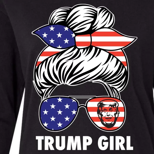 Trump Girl USA American Flag Sunglasses Bandana Womens Cotton Relaxed Long Sleeve T-Shirt