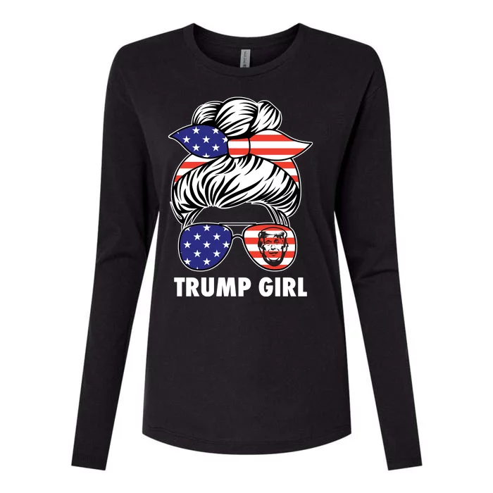 Trump Girl USA American Flag Sunglasses Bandana Womens Cotton Relaxed Long Sleeve T-Shirt