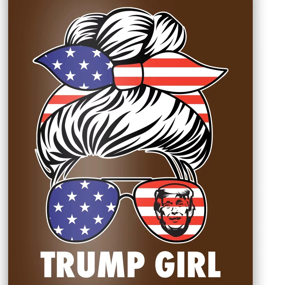 Trump Girl USA American Flag Sunglasses Bandana Poster