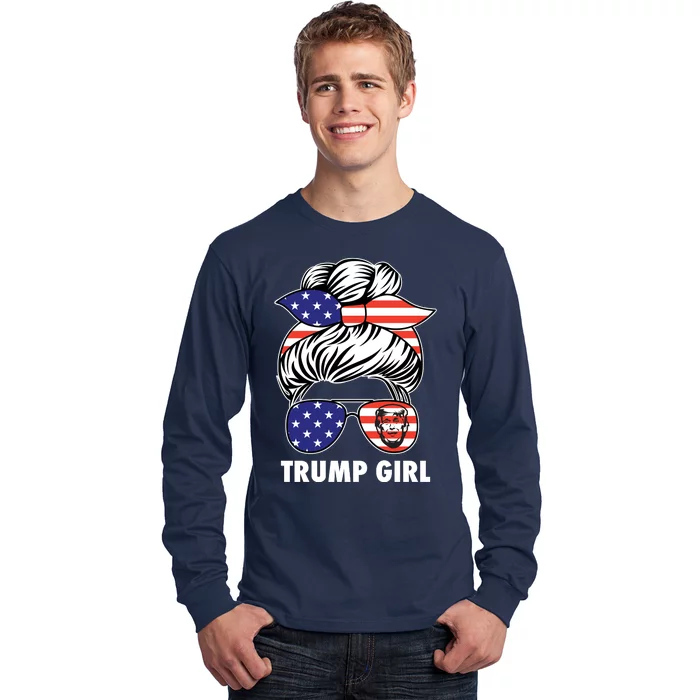 Trump Girl USA American Flag Sunglasses Bandana Long Sleeve Shirt